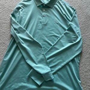 Rhoback Mens Long Sleeve Performance polo (Teal)